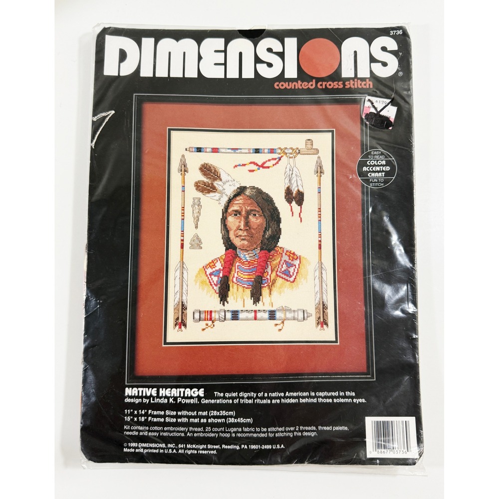 Dimensions Cross Stitch Kit Unisex‎ OS Multicolor Native Heritage Vintage 3736